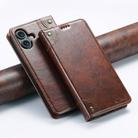 For iPhone 16 Suteni Baroque Calf Texture Buckle Wallet Leather Phone Case(Khaki) - 1