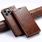 For iPhone 16 Pro Suteni Baroque Calf Texture Buckle Wallet Leather Phone Case(Khaki) - 1