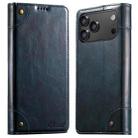 For iPhone 17 Pro Max Suteni Baroque Calf Texture Buckle Wallet Leather Phone Case(Blue) - 1