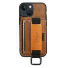 For iPhone 15 Suteni H13 Card Wallet Wrist Strap Holder PU Phone Case(Brown) - 1