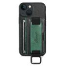 For iPhone 15 Plus Suteni H13 Card Wallet Wrist Strap Holder PU Phone Case(Black) - 1