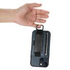 For iPhone 15 Plus Suteni H13 Card Wallet Wrist Strap Holder PU Phone Case(Blue) - 3