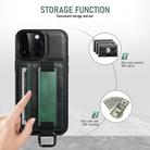 For iPhone 16 Suteni H13 Card Wallet Wrist Strap Holder PU Phone Case(Black) - 2