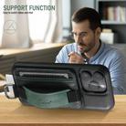 For iPhone 16 Suteni H13 Card Wallet Wrist Strap Holder PU Phone Case(Black) - 3