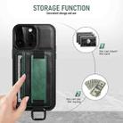 For iPhone 16 Pro Suteni H13 Card Wallet Wrist Strap Holder PU Phone Case(Black) - 2