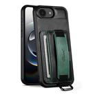 For iPhone 16e Suteni H13 Card Wallet Wrist Strap Holder PU Phone Case(Black) - 1