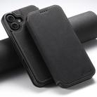 For iPhone 16 Suteni J06 Retro Matte Litchi Texture Leather MagSafe Phone Case(Black) - 1