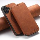 For iPhone 16 Suteni J06 Retro Matte Litchi Texture Leather MagSafe Phone Case(Khaki) - 1