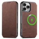 For iPhone 16 Pro Suteni J06 Retro Matte Litchi Texture Leather MagSafe Phone Case(Brown) - 1