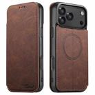 For iPhone 17 Pro Max Suteni J06 Retro Matte Litchi Texture Leather MagSafe Phone Case(Brown) - 1