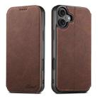 For iPhone 17 Suteni J06 Retro Matte Litchi Texture Leather MagSafe Phone Case(Brown) - 1