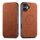For iPhone 17 Suteni J06 Retro Matte Litchi Texture Leather MagSafe Phone Case(Khaki) - 1
