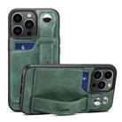 For iPhone 15 Pro SUTENI H12 Wrist Strap Leather Back Phone Case with Card Slot(Green) - 1