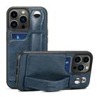 For iPhone 15 Pro Max SUTENI H12 Wrist Strap Leather Back Phone Case with Card Slot(Blue) - 1