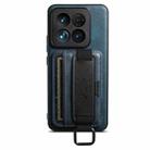 For Xiaomi 14 Pro Suteni H13 Card Wallet Wrist Strap Holder PU Phone Case(Blue) - 1