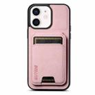 For iPhone 12 / 12 Pro Suteni H02 Litchi Leather Card Wallet Stand Back Phone Case(Pink) - 1