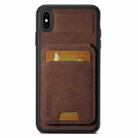 For iPhone X / XS Suteni H02 Litchi Leather Card Wallet Stand Back Phone Case(Brown) - 1