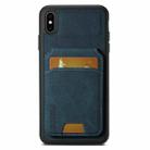 For iPhone X / XS Suteni H02 Litchi Leather Card Wallet Stand Back Phone Case(Blue) - 1