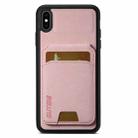 For iPhone X / XS Suteni H02 Litchi Leather Card Wallet Stand Back Phone Case(Pink) - 1