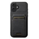 For iPhone 16 Suteni H02 Litchi Leather Card Wallet Stand Back Phone Case(Black) - 1