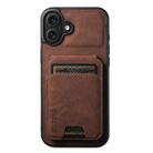 For iPhone 16 Suteni H02 Litchi Leather Card Wallet Stand Back Phone Case(Brown) - 1