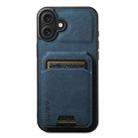 For iPhone 16 Suteni H02 Litchi Leather Card Wallet Stand Back Phone Case(Blue) - 1