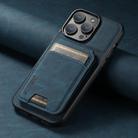 For iPhone 16 Plus Suteni H02 Litchi Leather Card Wallet Stand Back Phone Case(Blue) - 2