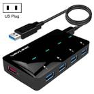 WAVLINK WL-UH3042P1 2.4A Fast Charging Adapter for Keyboard Mouse 4-Port USB3.0 HUB(US Plug) - 1