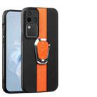 For vivo S18 Pro Magnetic Litchi Leather Back Phone Case with Holder(Orange) - 1
