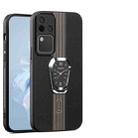 For vivo S18 Pro Magnetic Litchi Leather Back Phone Case with Holder(Black) - 1