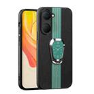 For vivo Y03 Global Magnetic Litchi Leather Back Phone Case with Holder(Green) - 1