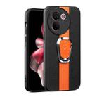 For  vivo Y200i Magnetic Litchi Leather Back Phone Case with Holder(Orange) - 1