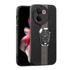 For  vivo Y200i Magnetic Litchi Leather Back Phone Case with Holder(Black) - 1