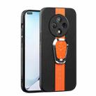 For vivo Y300 Pro Magnetic Litchi Leather Back Phone Case with Holder(Orange) - 1