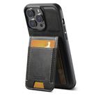 For iPhone 15 Pro Max Suteni H03 Oil Wax Leather Wallet Stand Back Phone Case(Black) - 3