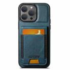 For iPhone 15 Pro Max Suteni H03 Oil Wax Leather Wallet Stand Back Phone Case(Blue) - 1