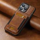 For iPhone 15 Pro Suteni H03 Oil Wax Leather Wallet Stand Back Phone Case(Brown) - 2