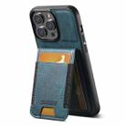For iPhone 13 Pro Max Suteni H03 Oil Wax Leather Wallet Stand Back Phone Case(Blue) - 3