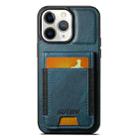 For iPhone 11 Pro Max Suteni H03 Oil Wax Leather Wallet Stand Back Phone Case(Blue) - 1