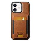 For iPhone 11 Suteni H03 Oil Wax Leather Wallet Stand Back Phone Case(Brown) - 1