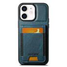 For iPhone 11 Suteni H03 Oil Wax Leather Wallet Stand Back Phone Case(Blue) - 1