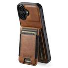 For iPhone 16 Suteni H03 Oil Wax Leather Wallet Stand Back Phone Case(Brown) - 1