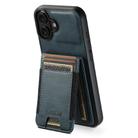 For iPhone 16 Plus Suteni H03 Oil Wax Leather Wallet Stand Back Phone Case(Blue) - 1