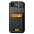 For iPhone 16e Suteni H03 Oil Wax Leather Wallet Stand Back Phone Case(Black) - 1