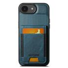 For iPhone 16e Suteni H03 Oil Wax Leather Wallet Stand Back Phone Case(Blue) - 1