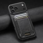 For iPhone 17 Suteni H03 Oil Wax Leather Wallet Stand Back Phone Case(Black) - 2