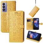 For Tecno Camon 18i Cat and Dog Embossed Leather Phone Case(Yellow) - 1
