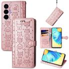 For Tecno Spark 8P Cat and Dog Embossed Leather Phone Case(Rose Gold) - 1