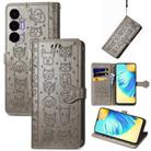 For Tecno Spark 8P Cat and Dog Embossed Leather Phone Case(Gray) - 1