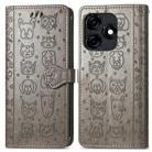 For Tecno Spark 8P Cat and Dog Embossed Leather Phone Case(Gray) - 2